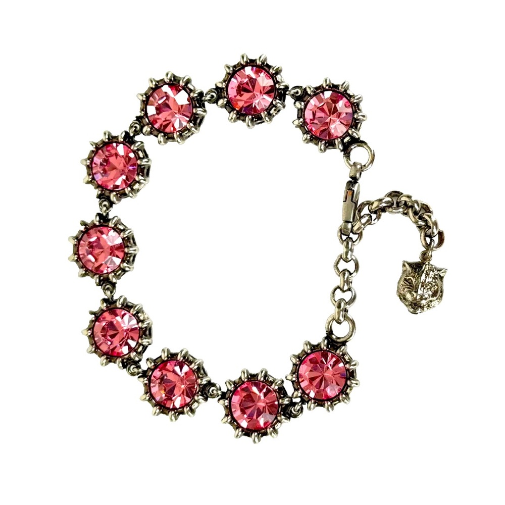 Gucci Pink Crystal Silver Tone Bracelet - Picture 1 of 6